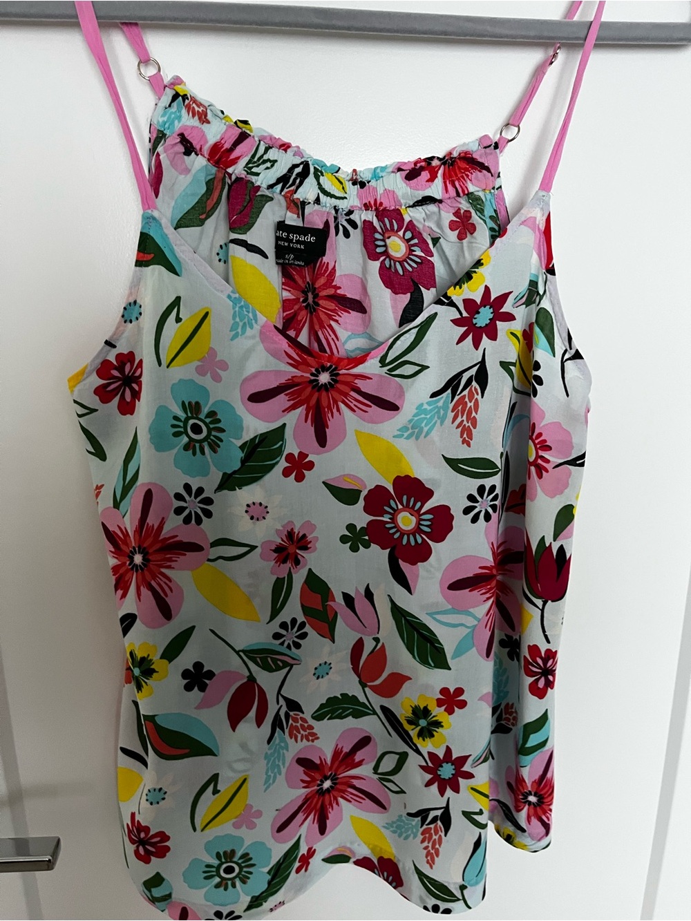 Kate Spade Floral Spaghetti-Strap Camisole in Pink Multicolor